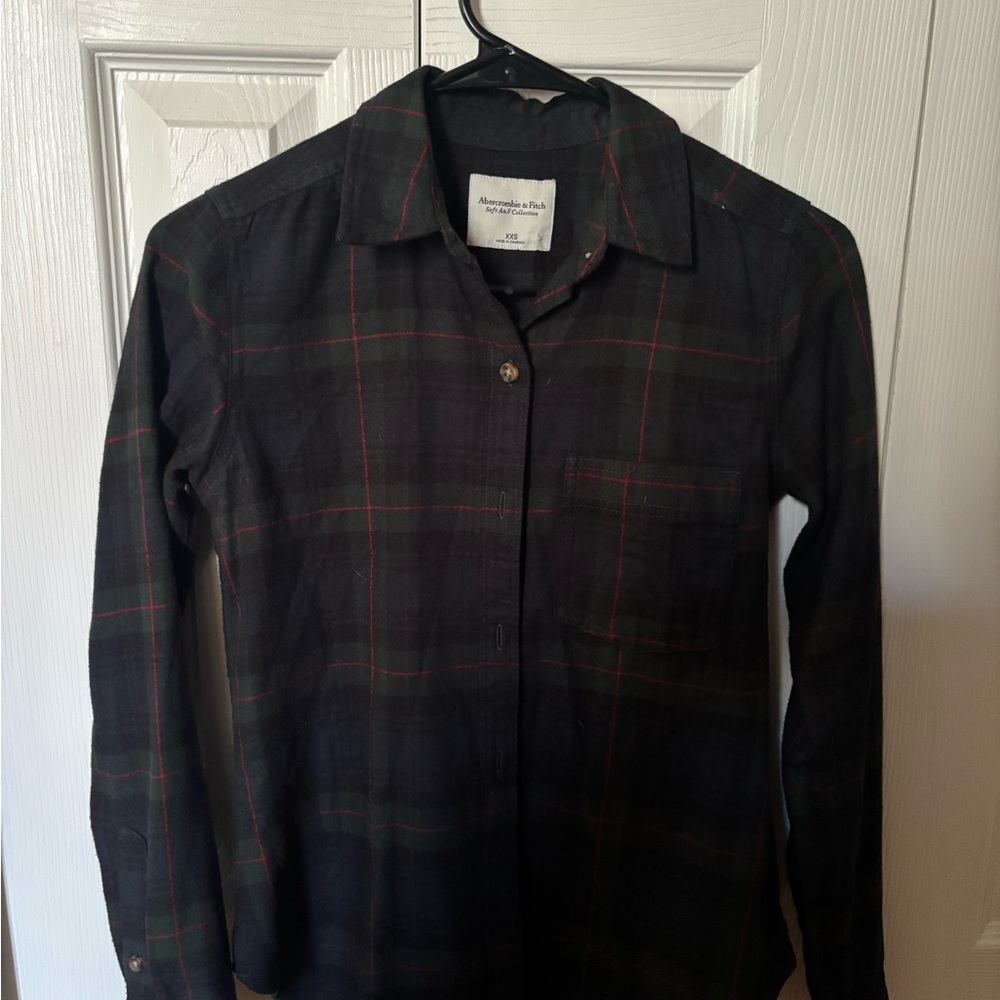 Abercrombie & Fitch Black Plaid Shirt
